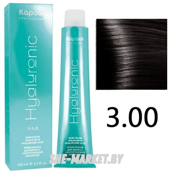 Крем-краска для волос Hyaluronic acid  3.00 Темно-коричневый интенсивный, 100 мл