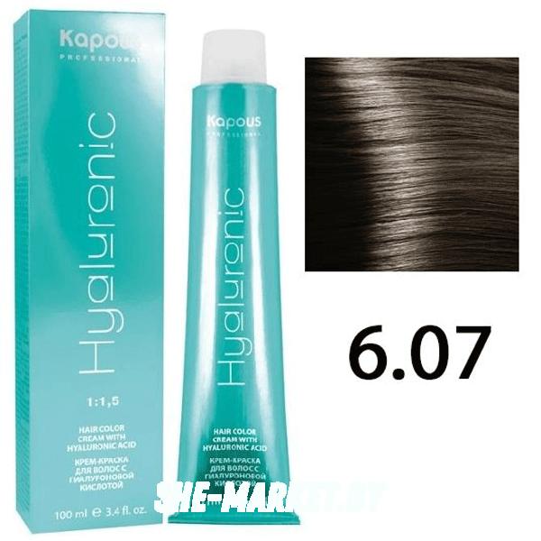 Крем-краска для волос Hyaluronic acid  6.07 Темный блондин натуральный холодный, 100 мл