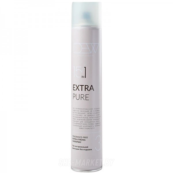 Лак для волос экстрасильной фиксации без отдушки EXTRA PURE, 500мл