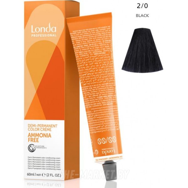 Интенсивное тонирование волос Londacolor 2/0 Черный (натуральный) 60мл