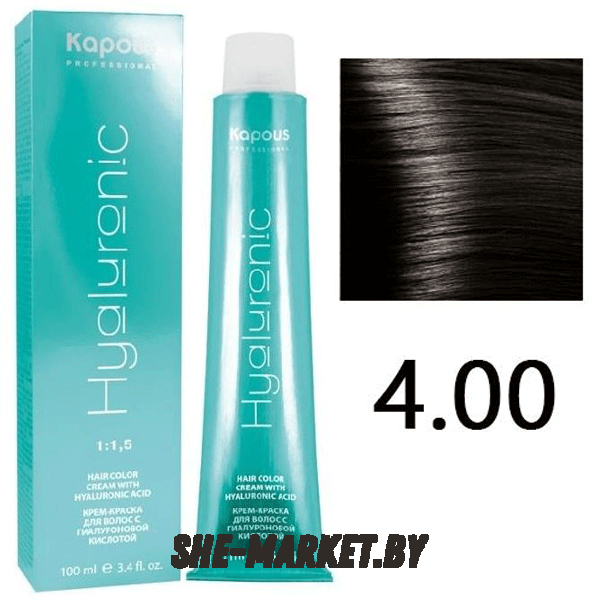 Крем-краска для волос Hyaluronic acid  4.00 Коричневый интенсивный, 100 мл
