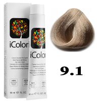 Крем-краска для волос iColori ТОН - 9.1 пепельный очень светлый блондин, 90мл