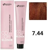 Крем-краска для волос Color Blonde ТОН - 7.44 средне-русый медный интенсивный, 100мл