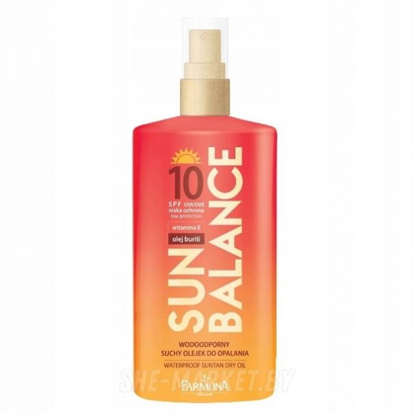 Водостойкое сухое масло для загара SPF10 Sun Balance, 150мл