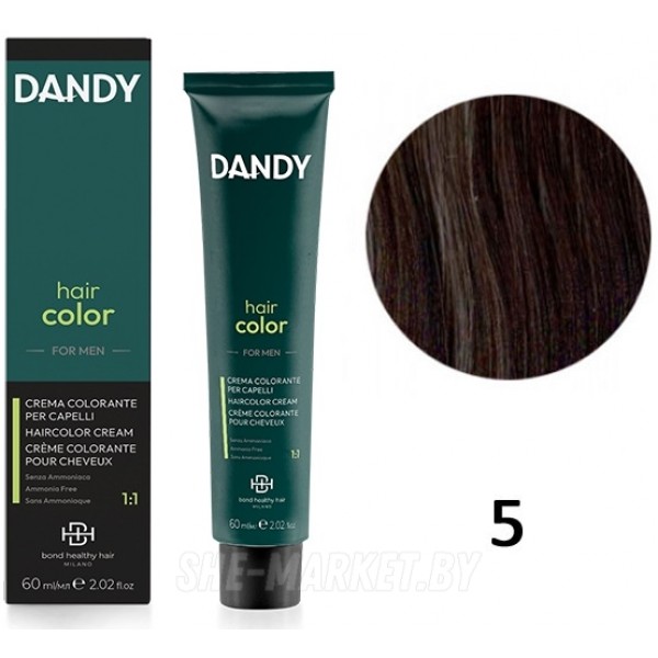 Мужской безаммиачный краситель для волос BHH DANDY 5 Светло-коричневый, 60мл